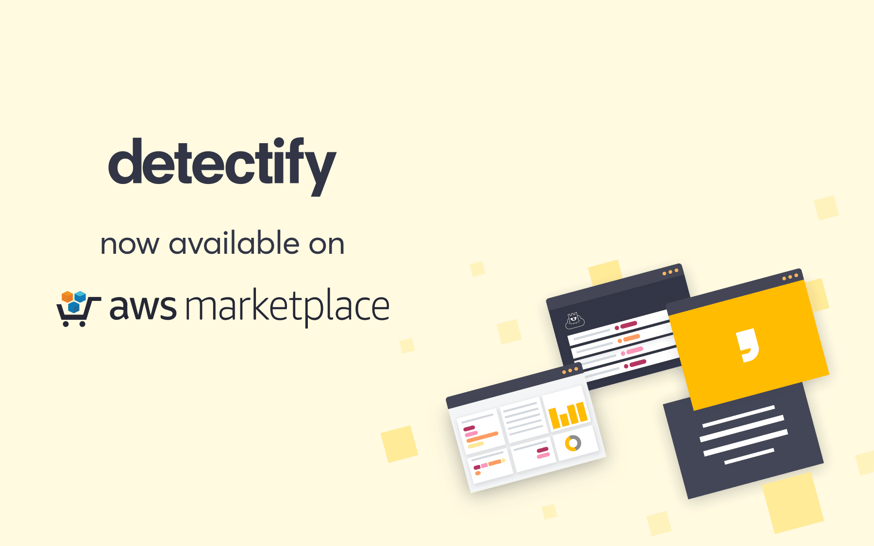the detectify logo and aws marketplace logo next to a graphic